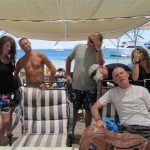 PADI IDC candidates after CW teaching session-faking how hard the work is!